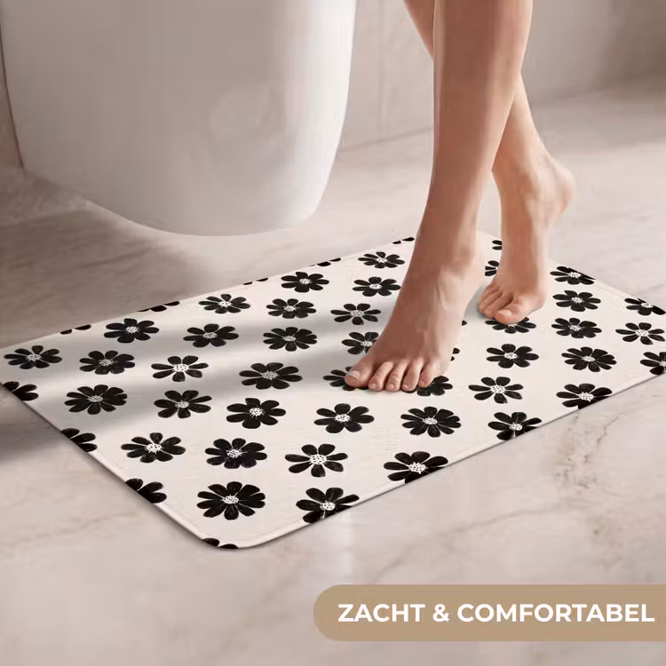 WC Mat - Grafisch - Madeliefjes - Zwart - Beige — 7