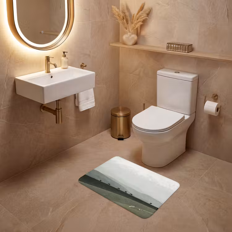 WC Mat - Grijs - Berg - Paarden — 4
