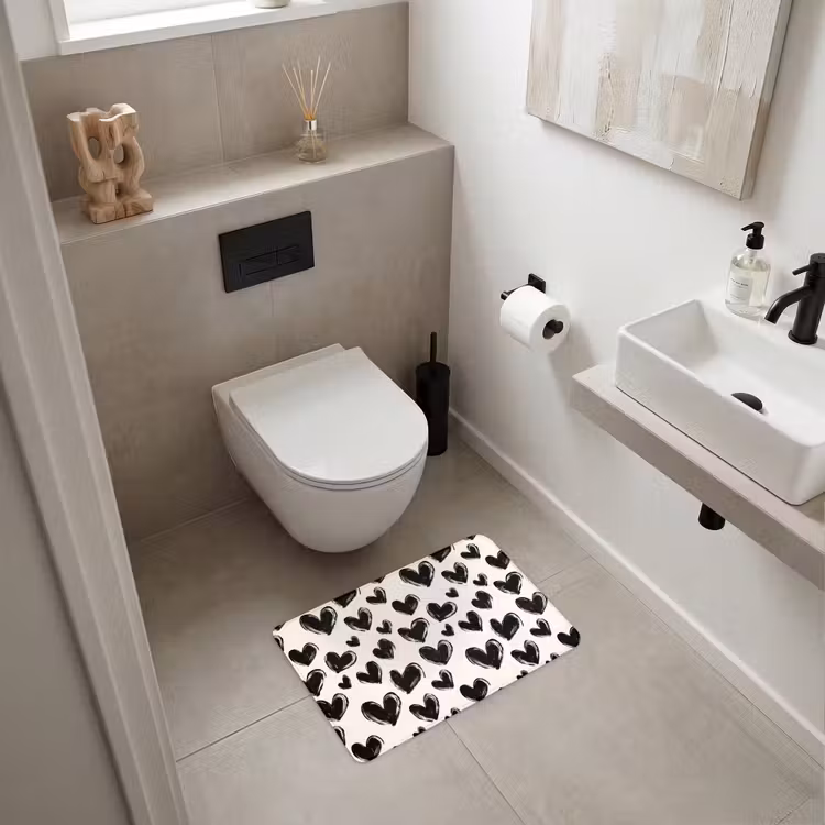 WC Mat - Hartjes - Patroon - Zwart — 6