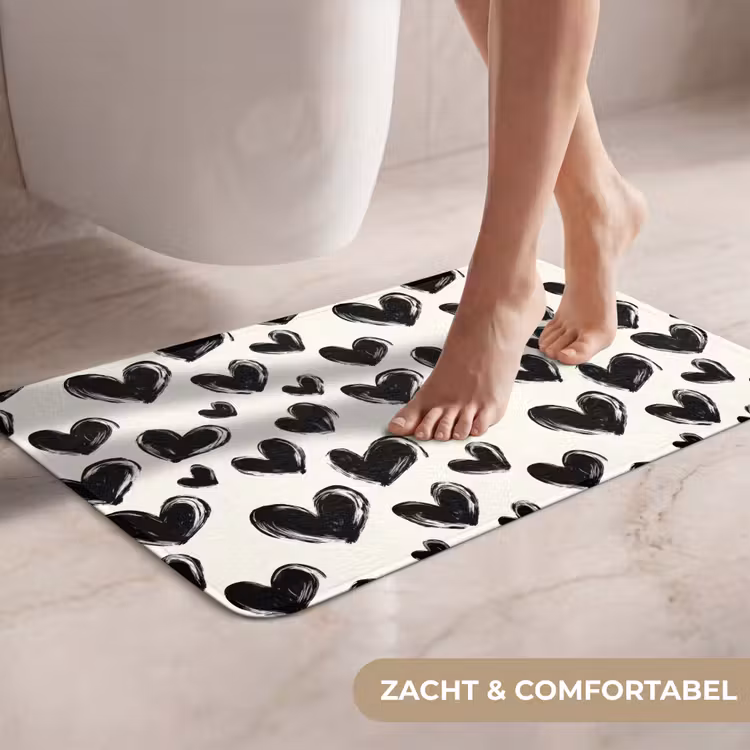 WC Mat - Hartjes - Patroon - Zwart — 7