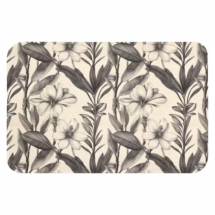 WC Mat - Klassiek - Botanisch - Zwart - Beige — 1