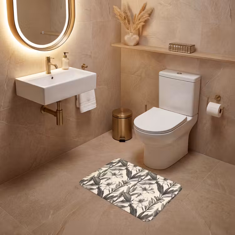 WC Mat - Klassiek - Botanisch - Zwart - Beige — 4
