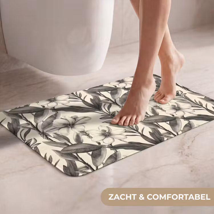 WC Mat - Klassiek - Botanisch - Zwart - Beige — 7