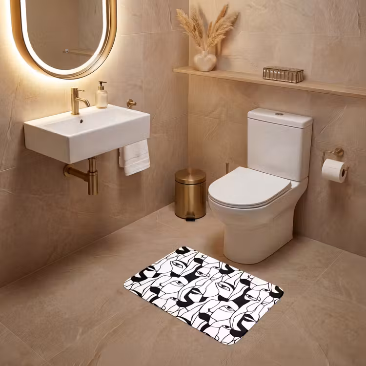 WC Mat - Lijnen - Gezichten - Zwart - Wit — 4