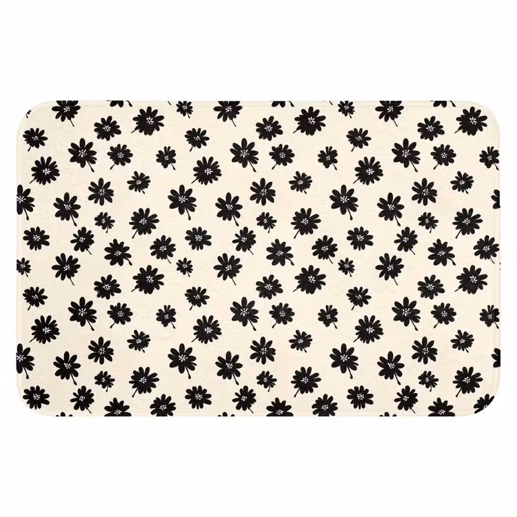 WC Mat - Madeliefjes - Grafisch - Zwart - Beige — 1