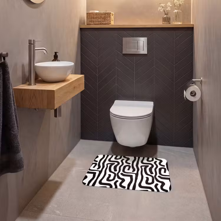 WC Mat - Modern - Lijnen - Zwart — 2
