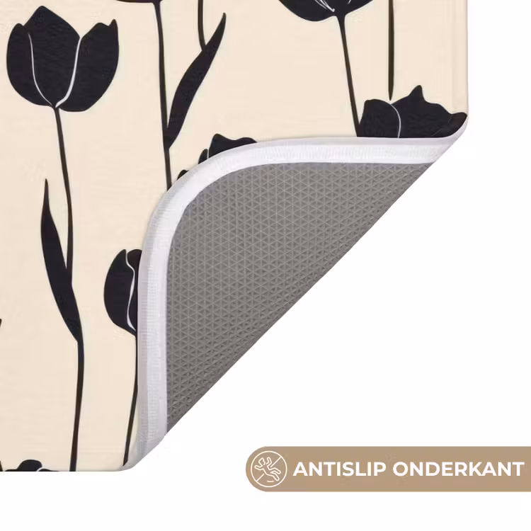 WC Mat - Tulpen - Patroon - Zwart — 3