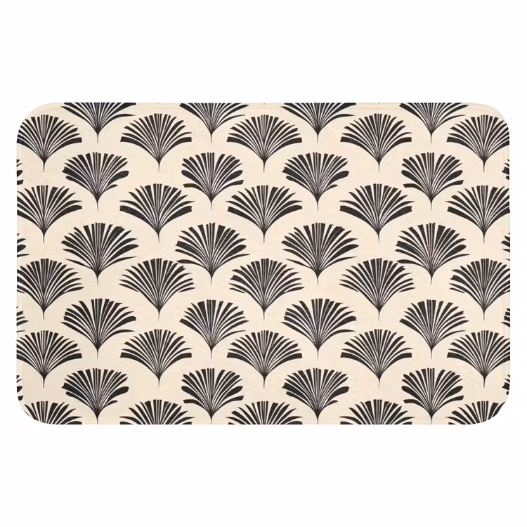 WC Mat - Waaiers - Botanisch - Zwart - Beige — 1
