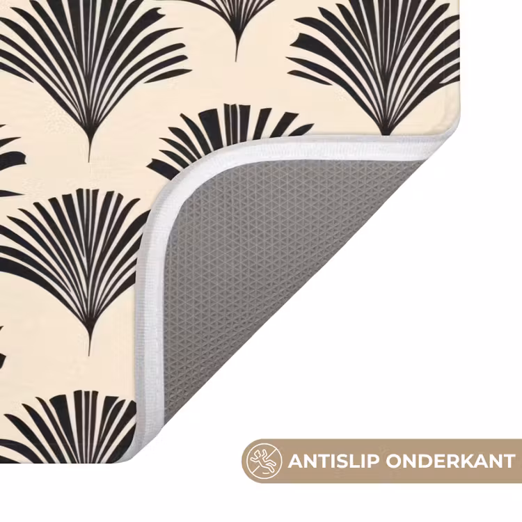 WC Mat - Waaiers - Botanisch - Zwart - Beige — 3