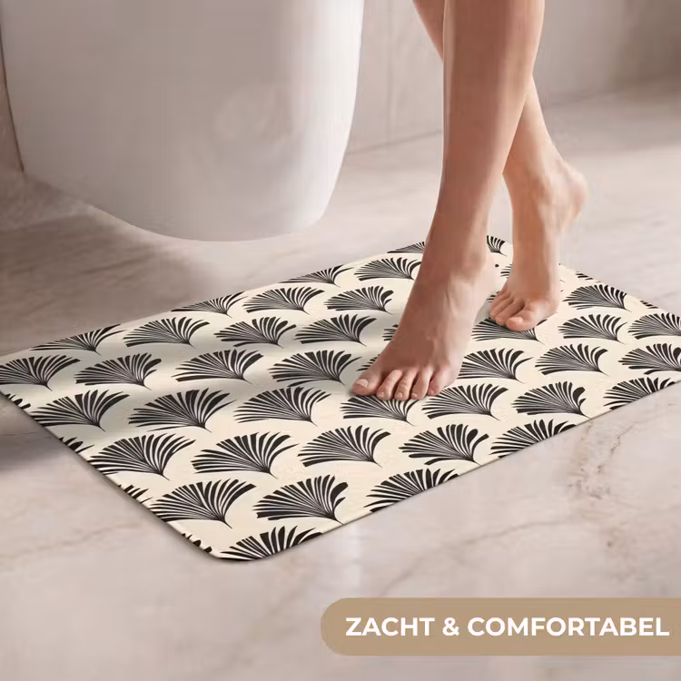 WC Mat - Waaiers - Botanisch - Zwart - Beige — 7