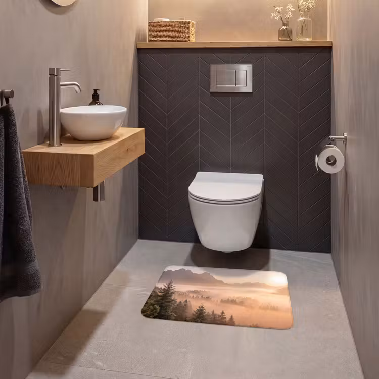 WC Mat - Zonlicht - Mist - Bergen - Bomen — 2