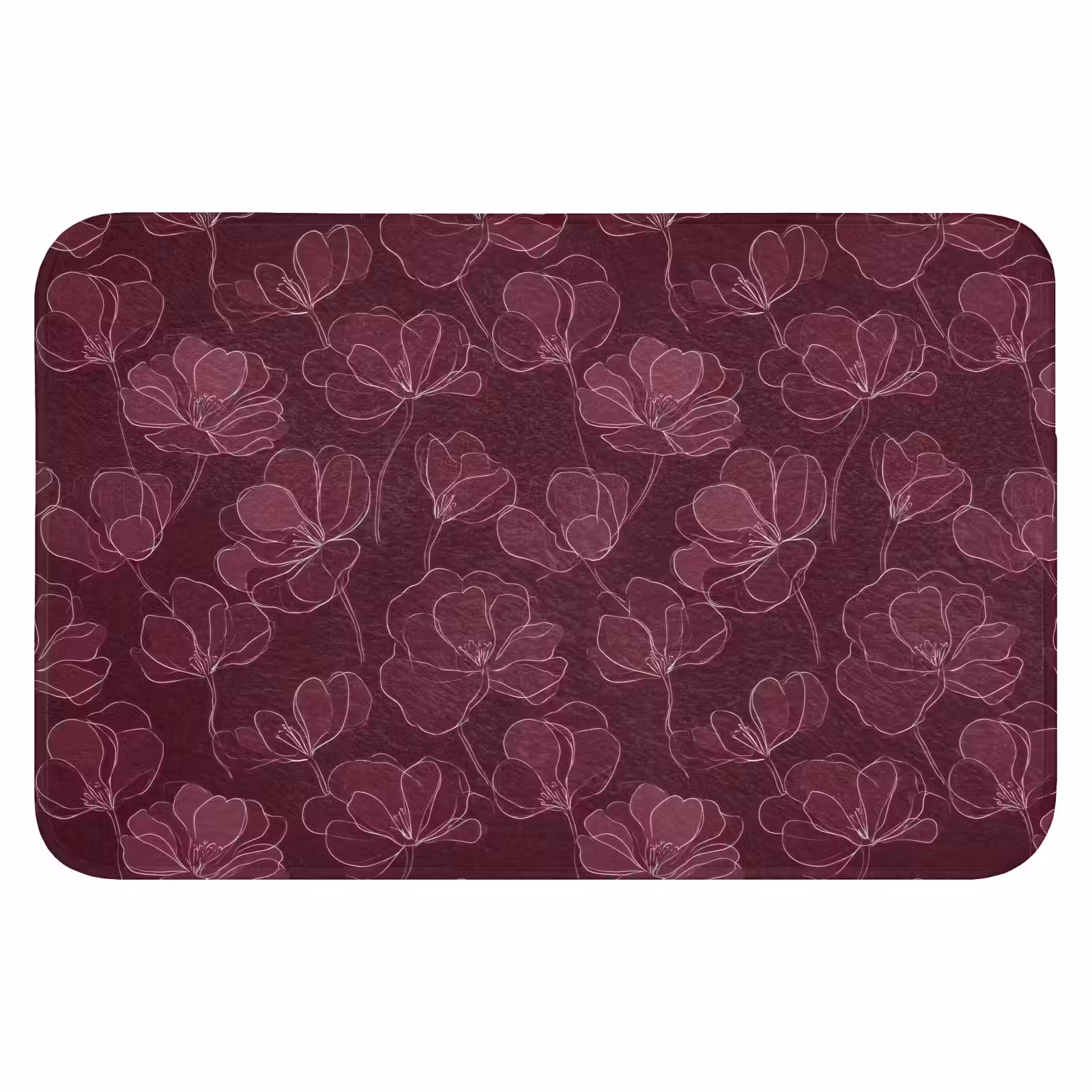WC Mat - Bloemen - Patroon - Bordeauxrood — 1