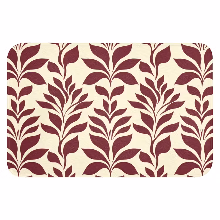 WC Mat - Abstract - Bladeren - Burgundy — 1