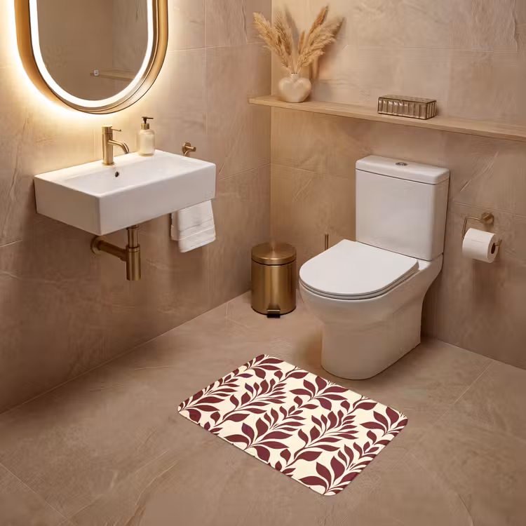 WC Mat - Abstract - Bladeren - Burgundy — 4