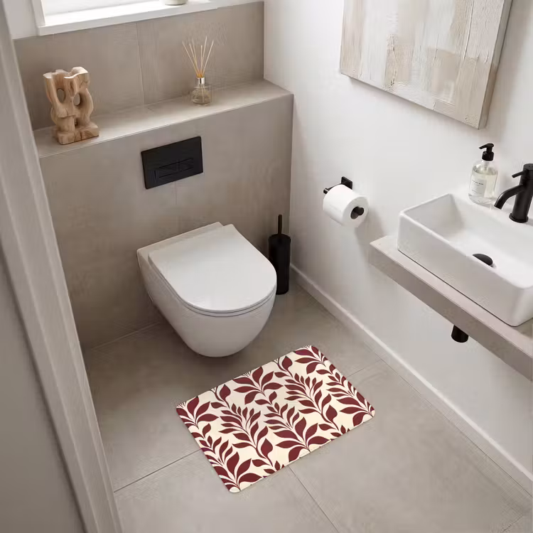 WC Mat - Abstract - Bladeren - Burgundy — 6