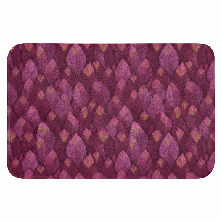 WC Mat - Bladeren - Patroon - Burgundy — 1