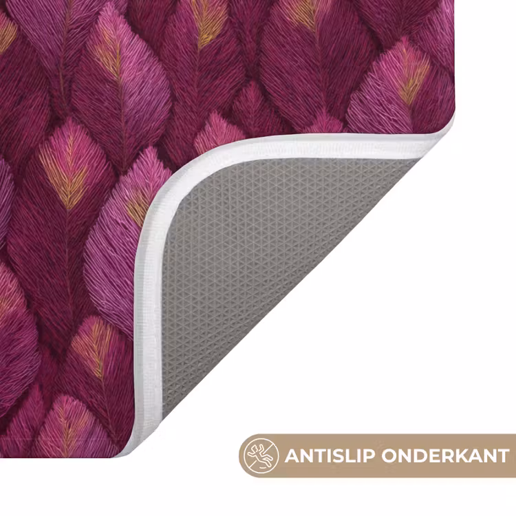 WC Mat - Bladeren - Patroon - Burgundy — 3
