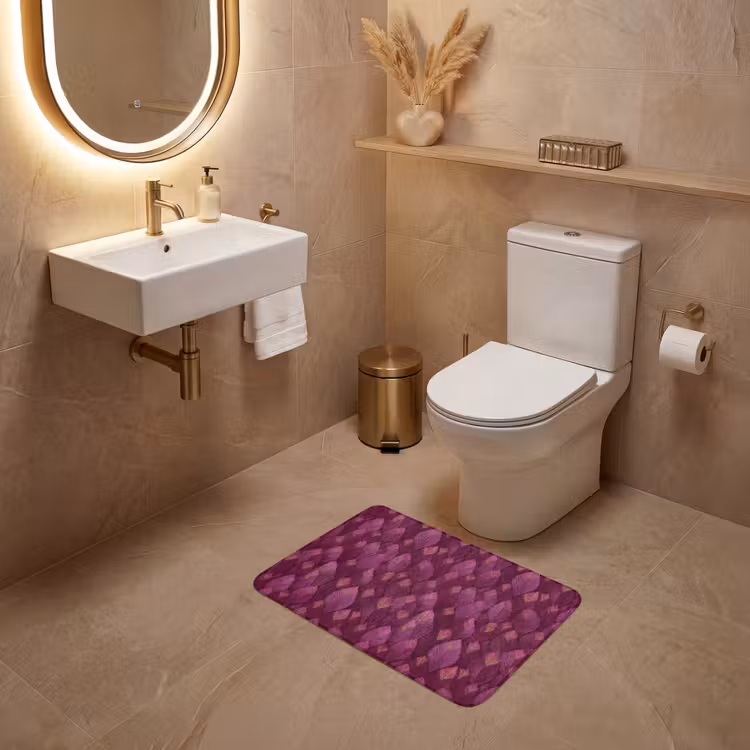 WC Mat - Bladeren - Patroon - Burgundy — 4
