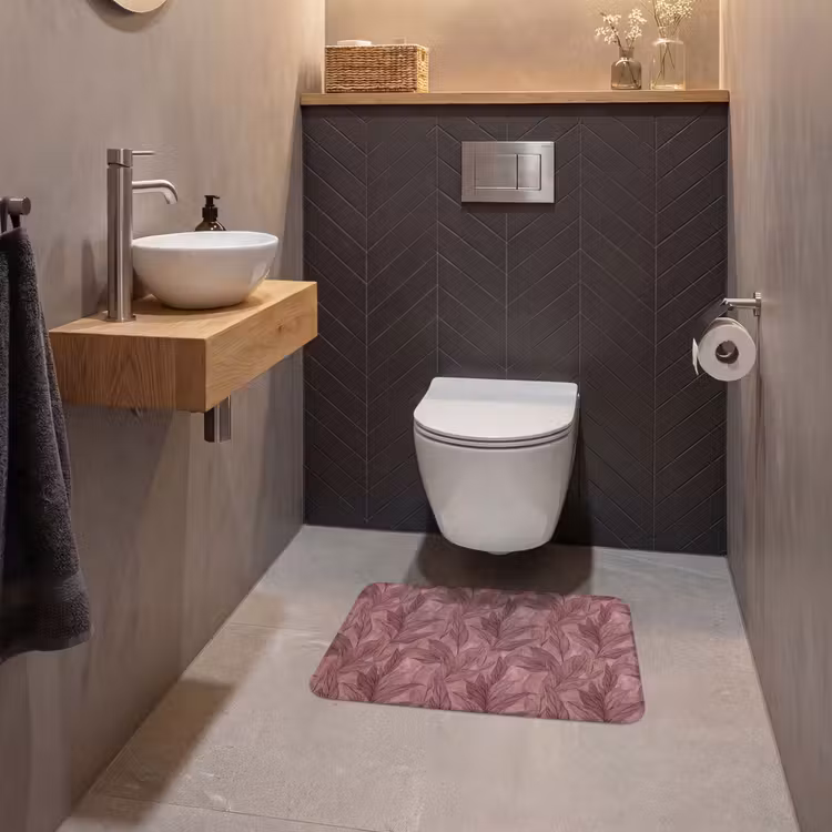 WC Mat - Bladeren - Patroon - Paars — 2