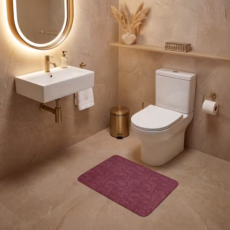 WC Mat - Bladeren - Patroon - Paars — 4