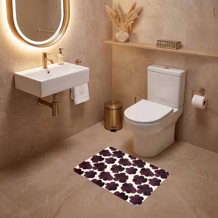 WC Mat - Bloemen - Aquarel - Paars — 4