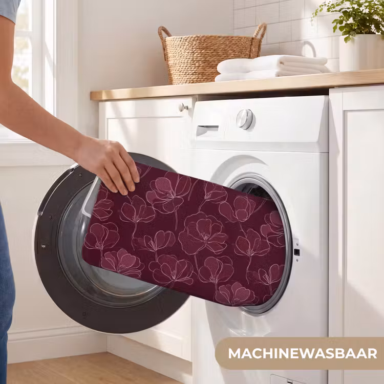 WC Mat - Bloemen - Patroon - Bordeauxrood — 5