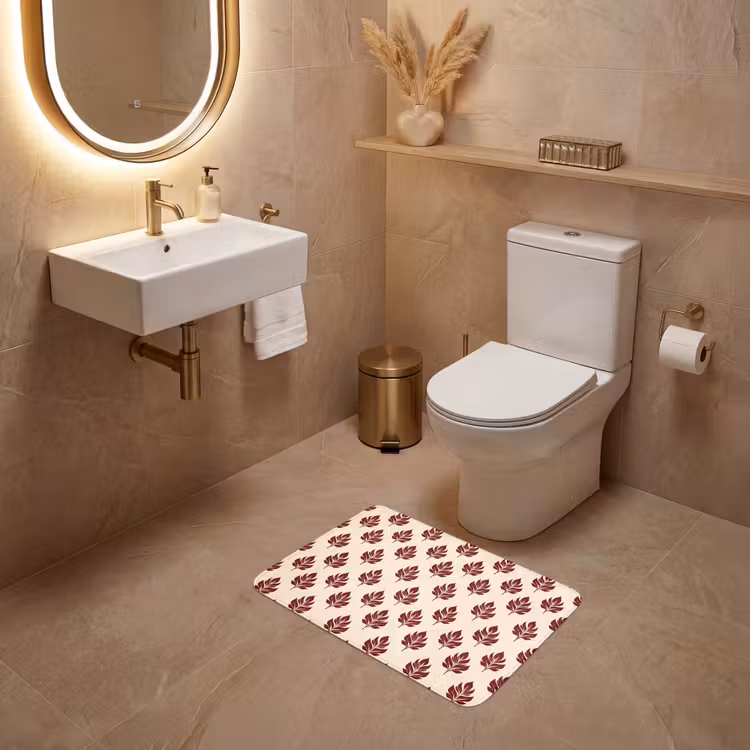 WC Mat - Botanisch - Patroon - Bordeaux — 4