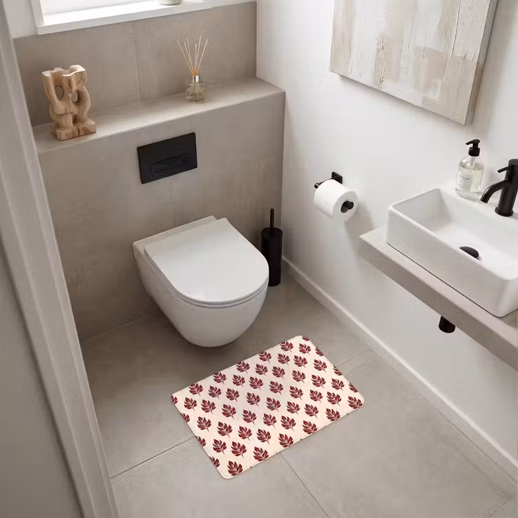 WC Mat - Botanisch - Patroon - Bordeaux — 6