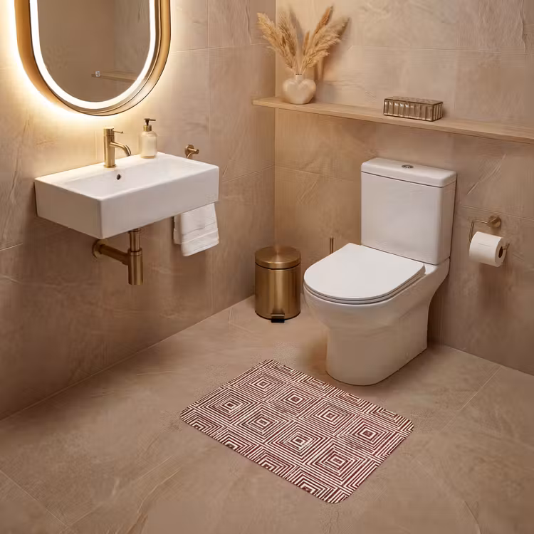 WC Mat - Geometrisch - Patroon - Rood — 4