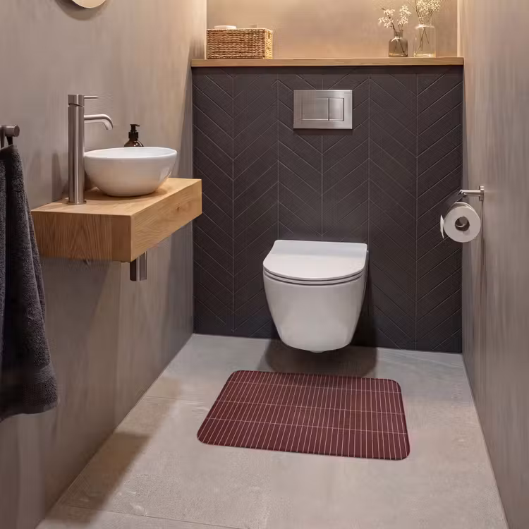 WC Mat - Lijnen - Patroon - Bordeaux — 2