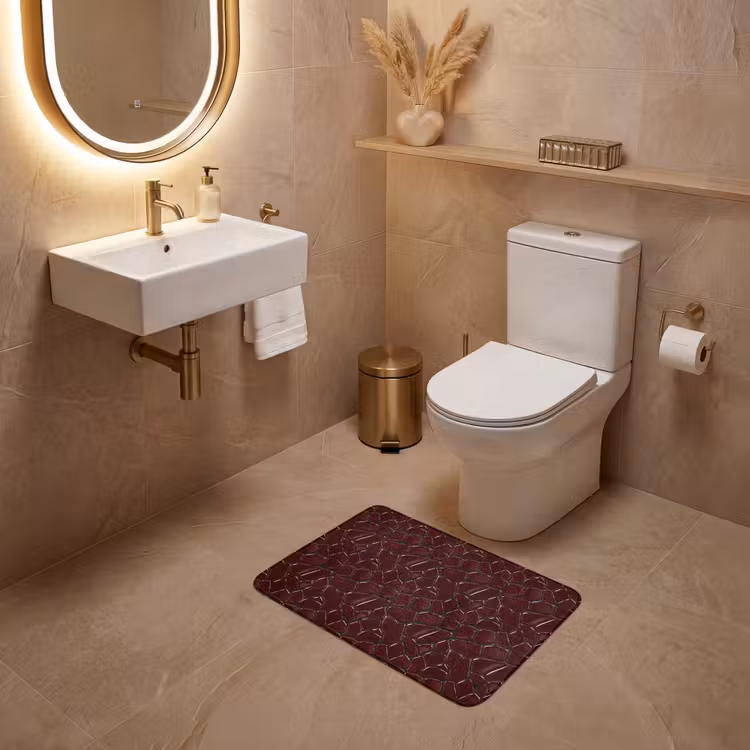 WC Mat - Mozaïek - Tegel - Bordeauxrood — 4