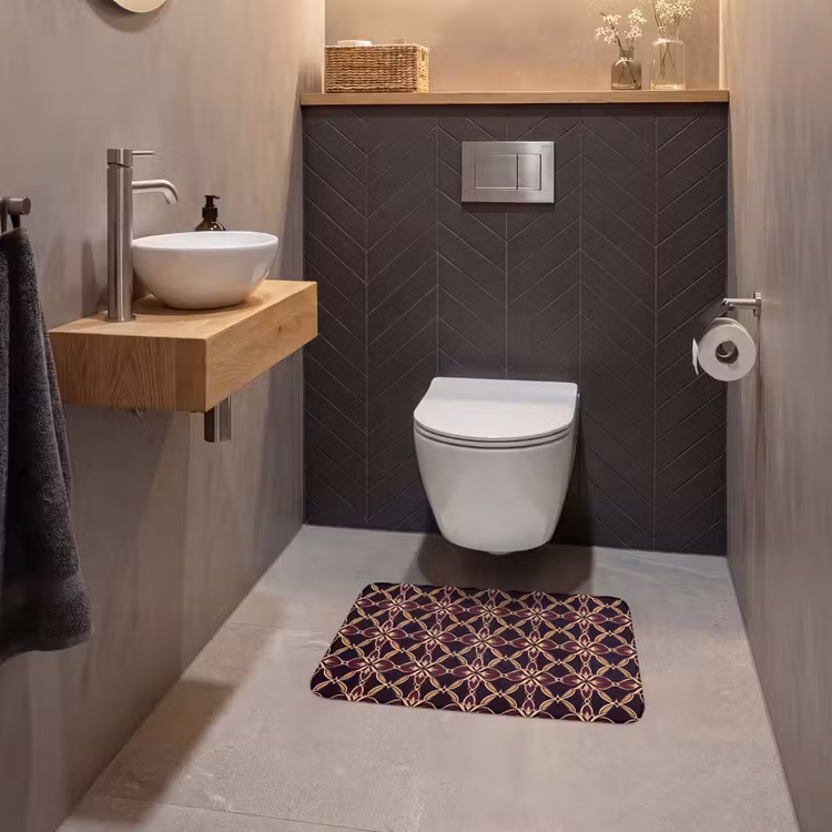 WC Mat - Symmetrisch - Tegel - Burgundy — 2