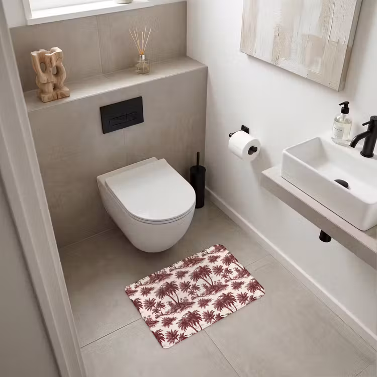 WC Mat - Tropisch - Geometrisch - Bordeauxrood — 6