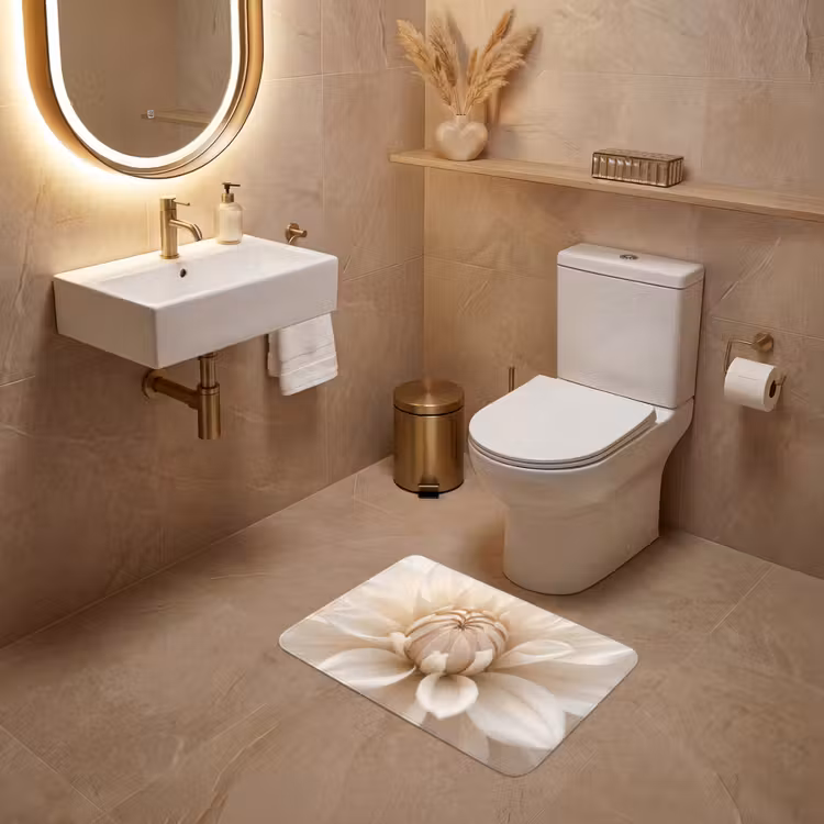 WC Mat - Bloem - Dahlia - Wit — 4
