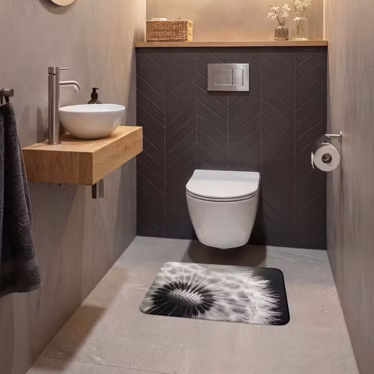 WC Mat - Paardenbloem - Zwart - Wit — 2