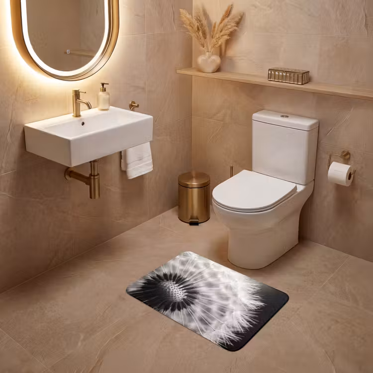 WC Mat - Paardenbloem - Zwart - Wit — 4