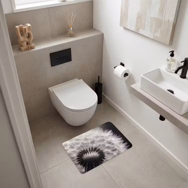 WC Mat - Paardenbloem - Zwart - Wit — 6