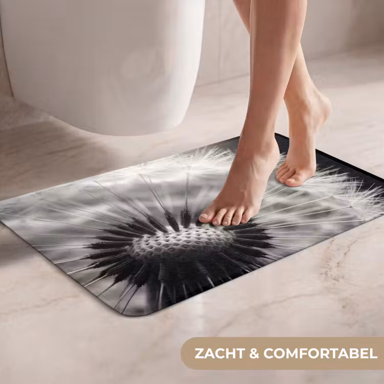 WC Mat - Paardenbloem - Zwart - Wit — 7