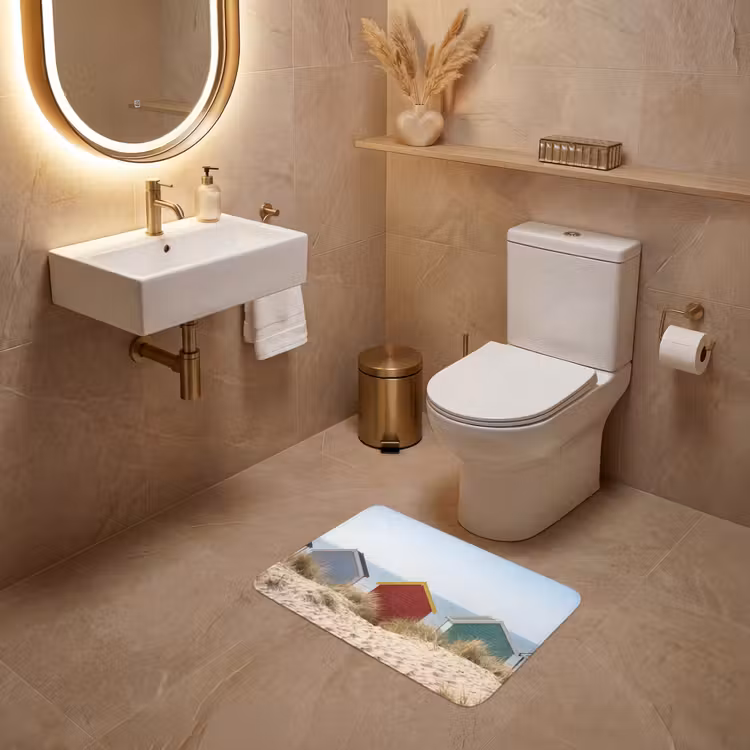 WC Mat - Strand - Huisjes - Kleurrijk - Duinen — 4