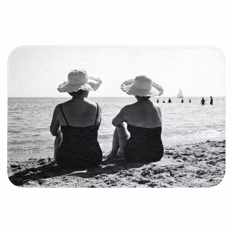 WC Mat - Vrouwen - Zonnehoed - Strand - Zwart - Wit — 1