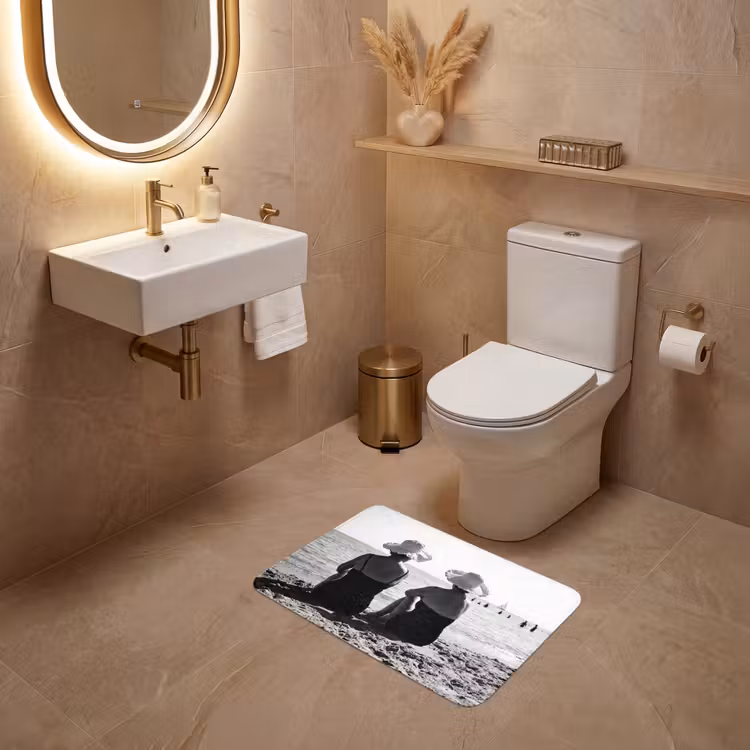 WC Mat - Vrouwen - Zonnehoed - Strand - Zwart - Wit — 4