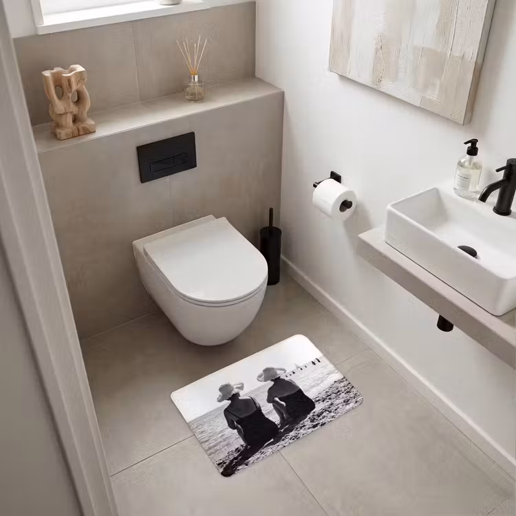 WC Mat - Vrouwen - Zonnehoed - Strand - Zwart - Wit — 6