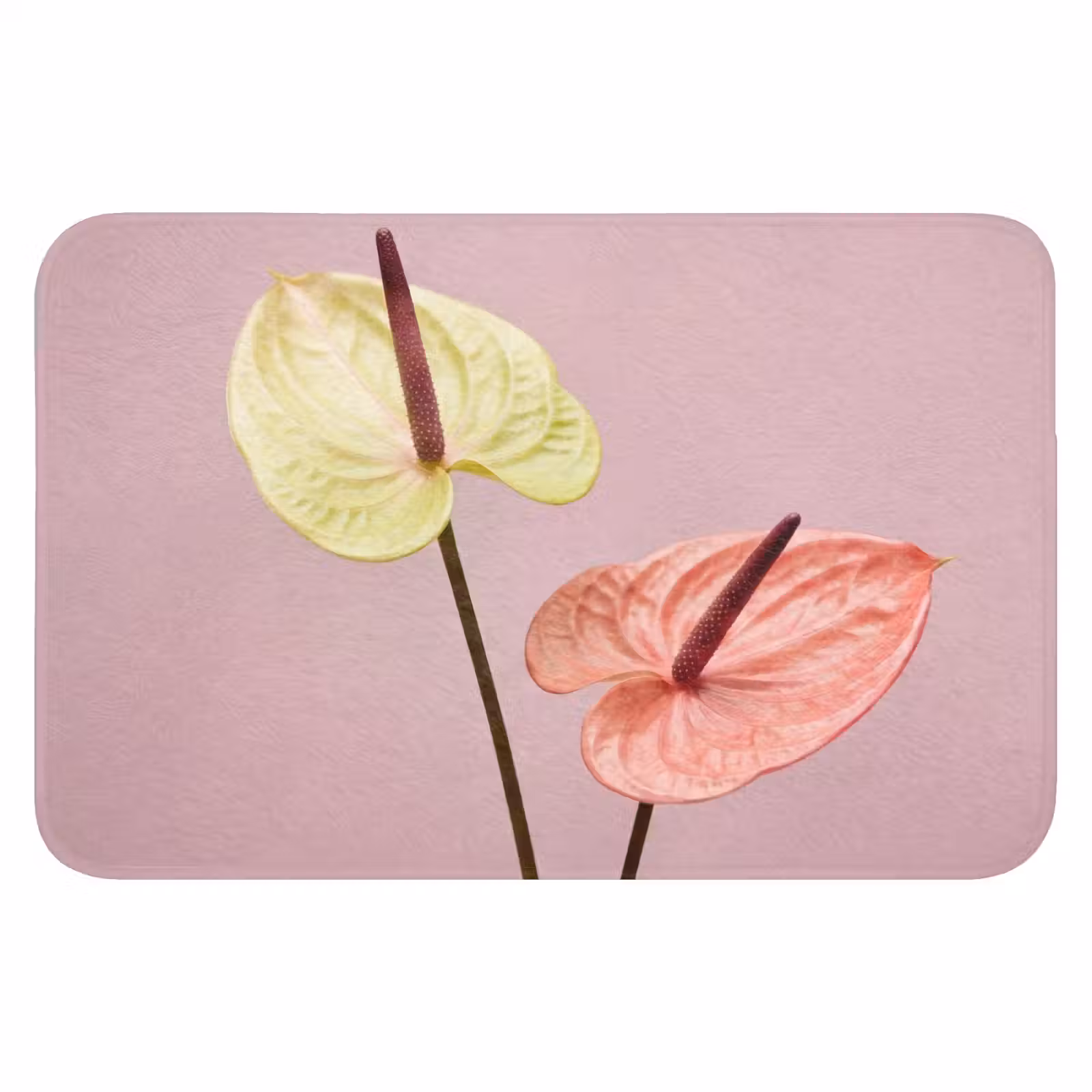 WC Mat - Bloemen - Anthuriums - Geel - Roze — 1