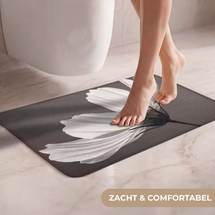 WC Mat - Bloem - Minimalistisch - Zwart - Wit — 7