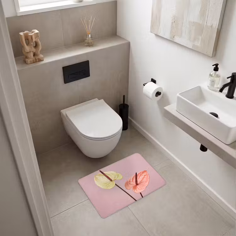 WC Mat - Bloemen - Anthuriums - Geel - Roze — 6