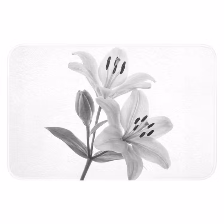 WC Mat - Lelies - Elegant - Zwart - Wit — 1