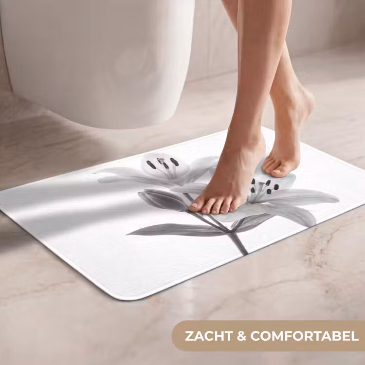 WC Mat - Lelies - Elegant - Zwart - Wit — 7