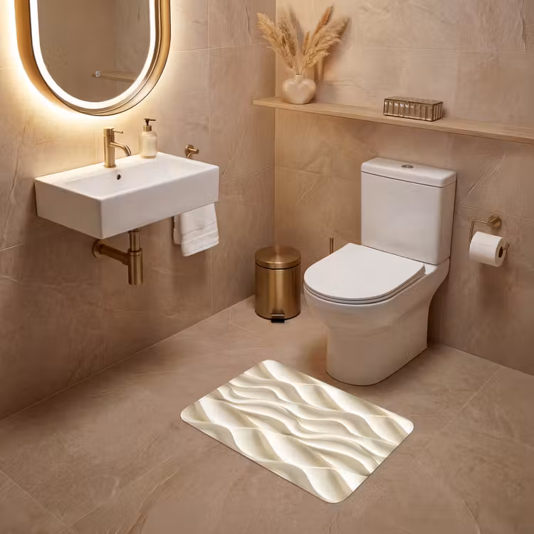 WC Mat - Lijnen - Golvend - Crème — 4