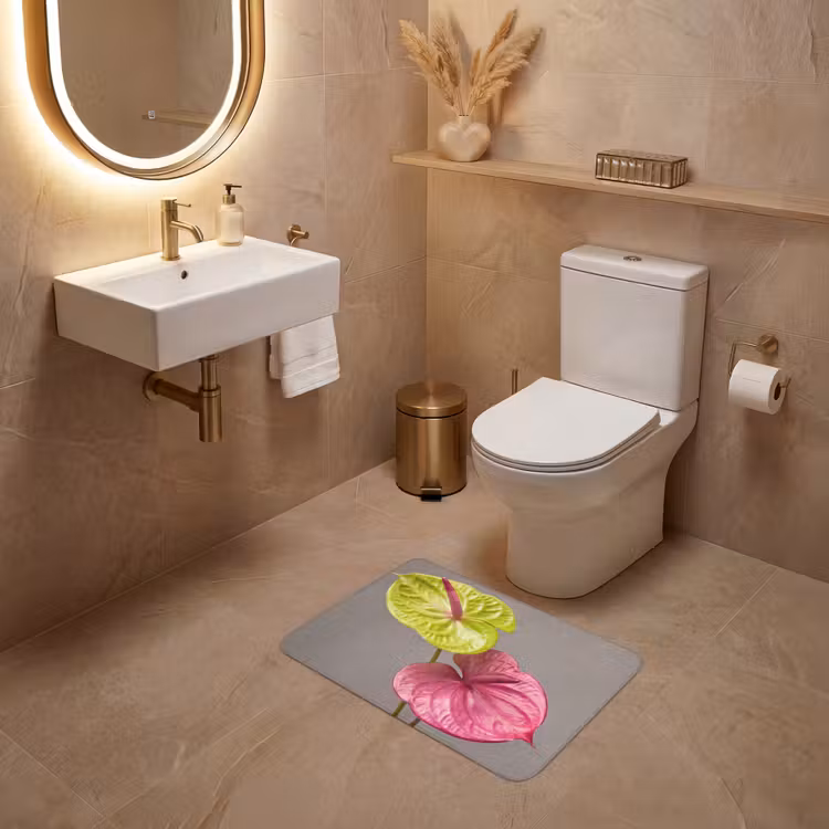 WC Mat - Planten - Anthurium - Groen - Roze — 4