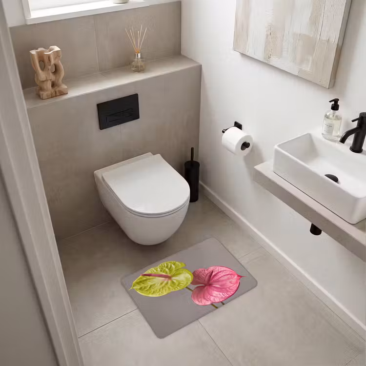 WC Mat - Planten - Anthurium - Groen - Roze — 6